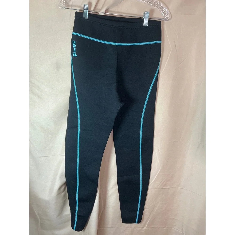GoldFin Wetsuit Pants Womens Medium Black Excellent 2mm Neoprene Leggings Blue